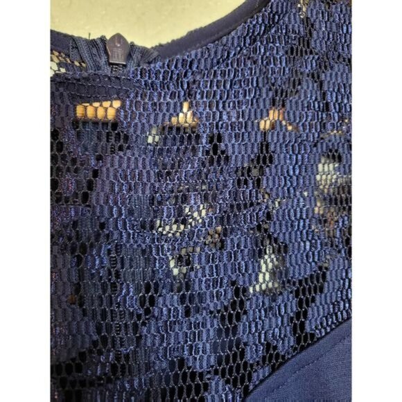 Heloise de Sy Floral Lace Sleeveless A-Line Cocktail Party Dress Blue Small New - Picture 5 of 7